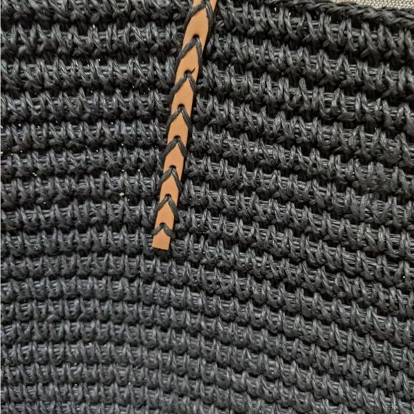 MERONA Beach Straw Tote Bag NEW in Black D32 - Picture 4 of 6